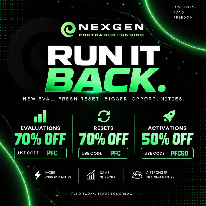 PFCFutures's tweet photo. 🎁 2 x 100% Discount Codes - $50k Eval 🚨
@nexgenprotrader 

Use code PFC 🧩

Comment below, what you like best about this firm? https://t.co/0v2w5MzrsR