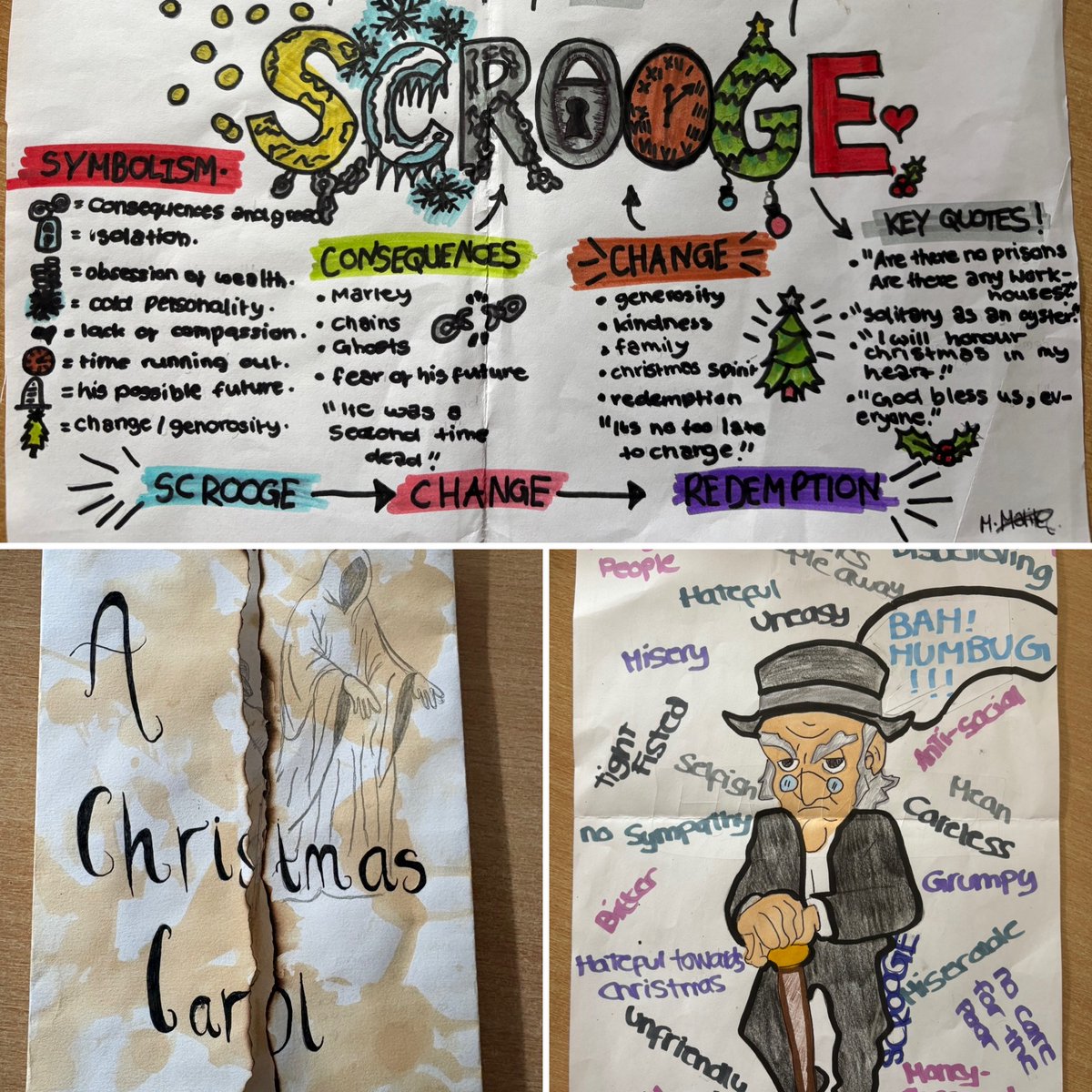 HolyTrinityCol's tweet photo. 📚✨ Here are some of the brilliant Year 9 English homework on A Christmas Carol! So much creativity, care and effort has gone into these pieces of work. A fantastic start to the year — well done, Year 9! 👏🎄📖 https://t.co/q42HxIEcjH