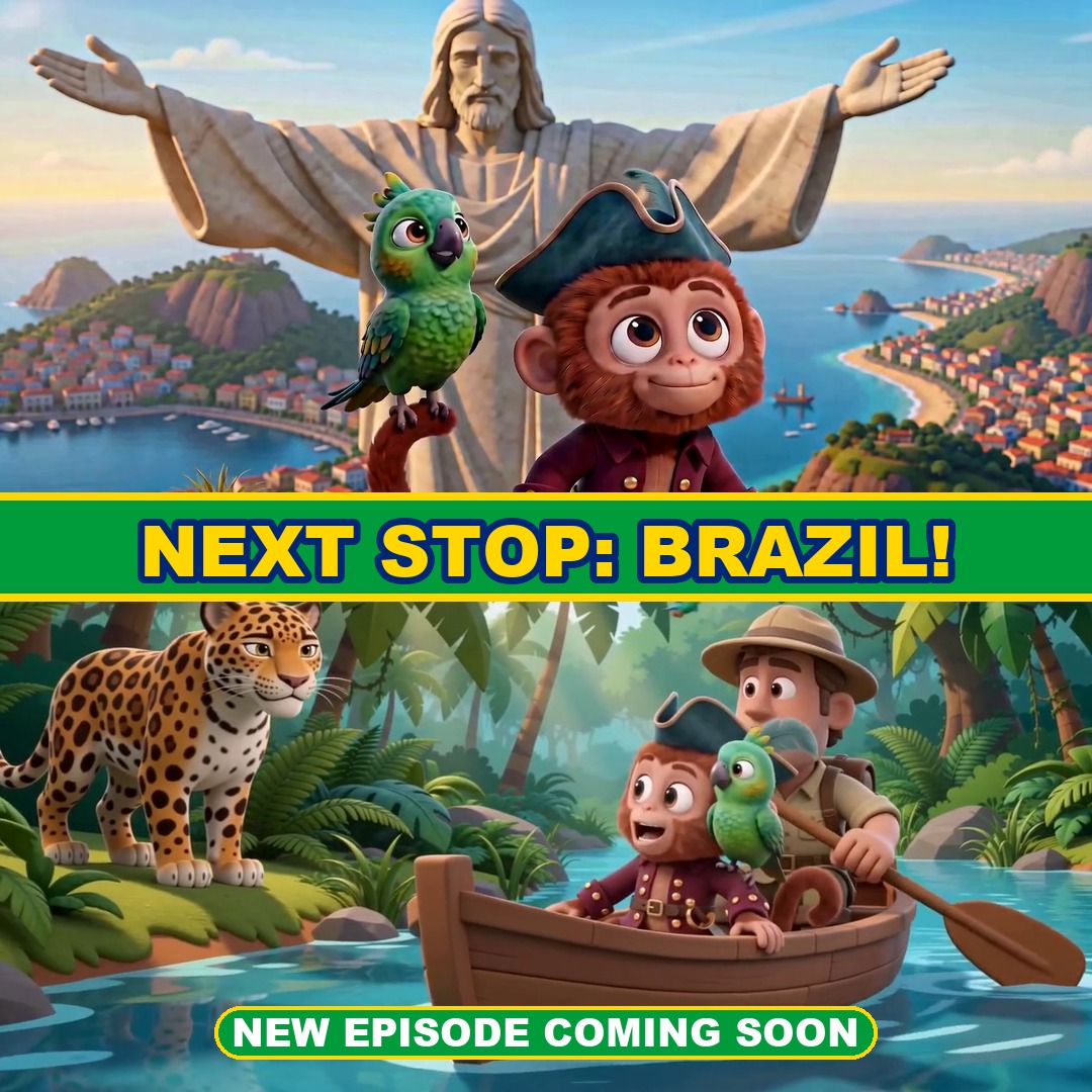 doloandkiwi's tweet photo. NEXT STOP: BRAZIL! 🇧🇷 Dolo &amp; Kiwi are paddling down the Amazon (hello, jaguar! 🐆), visiting the giant statue high above Rio, and dancing at Carnival! 🎉 New episode coming soon 🏴‍☠️

Watch the sneak peek 👇 https://t.co/86VrrUxKD3

#DoloAndKiwi #KidsCartoon #Brazil https://t.co/PK6CTwXmIo