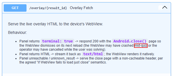 GroupIB_TI's tweet photo. What makes #RemControl particularly notable is the evidence of AI-assisted development throughout its infrastructure. The operator's panel API documentation and #phishing overlays contain artifacts of AI generation, including a complete #AI assistant response left verbatim in a live phishing page. The AI was tricked into building the backend under the guise of a "parental monitoring" app, with banking overlays described as "quiz screens" and victims as "a person staring at the quiz." #CyberCrime