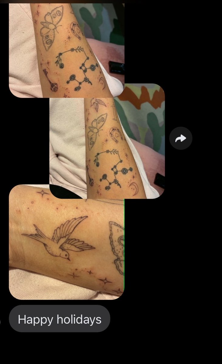 timtamswift's tweet photo. ok but did my family member totally rip off my tattoo ideas or am i crazy 😭 the first 3 photos are mine, the last is theirs https://t.co/OuggTxtiFX