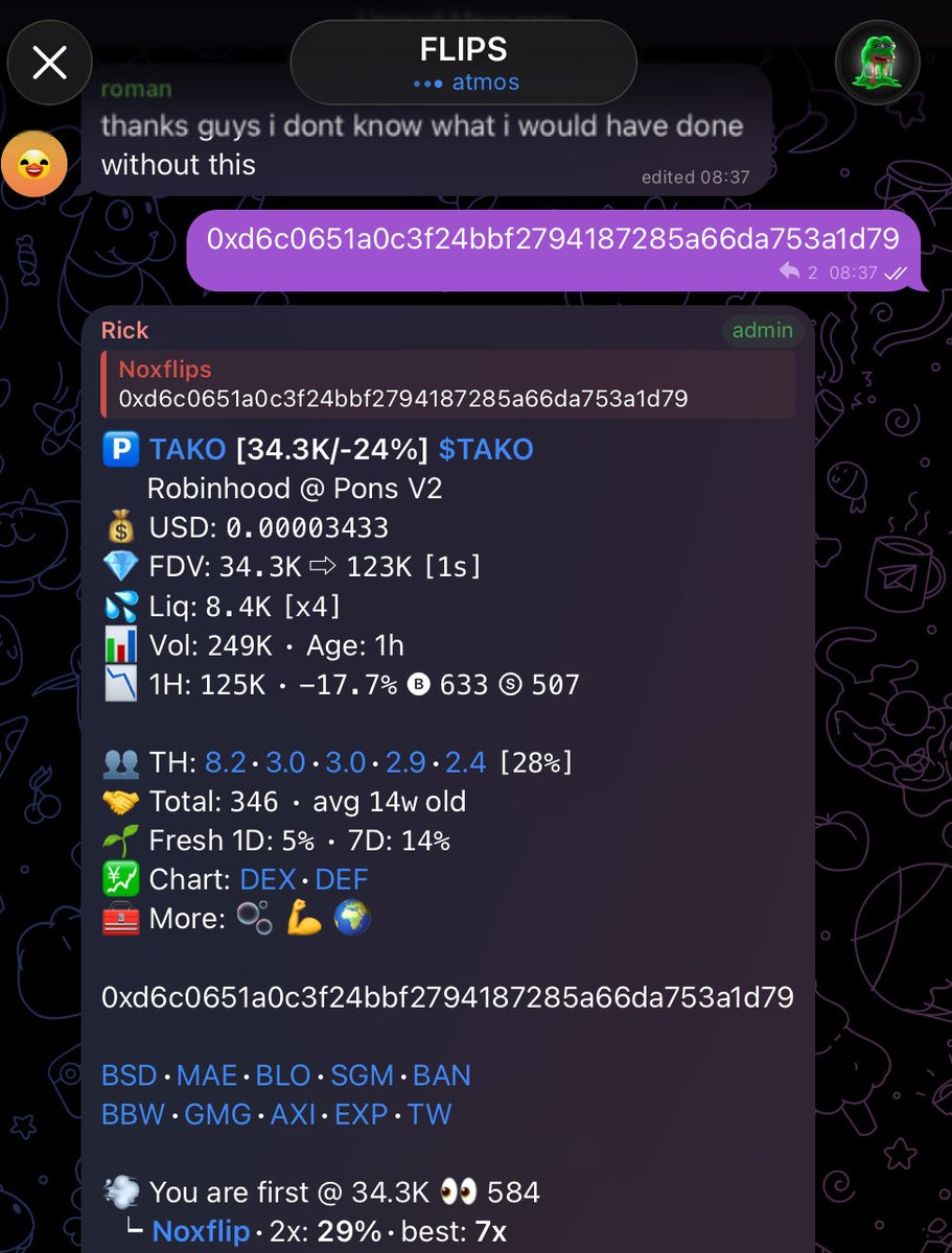 NoxFlips1's tweet photo. $TAKO

Super fast 105x on this, another clean call🔥

34k >>>> now 1.1M sold at 2.6M MC

Dm @Noxflip, there's gonna be a massive wim coming waste no time Dm and join now 💯💯💯 https://t.co/i2ZUcKGEfr