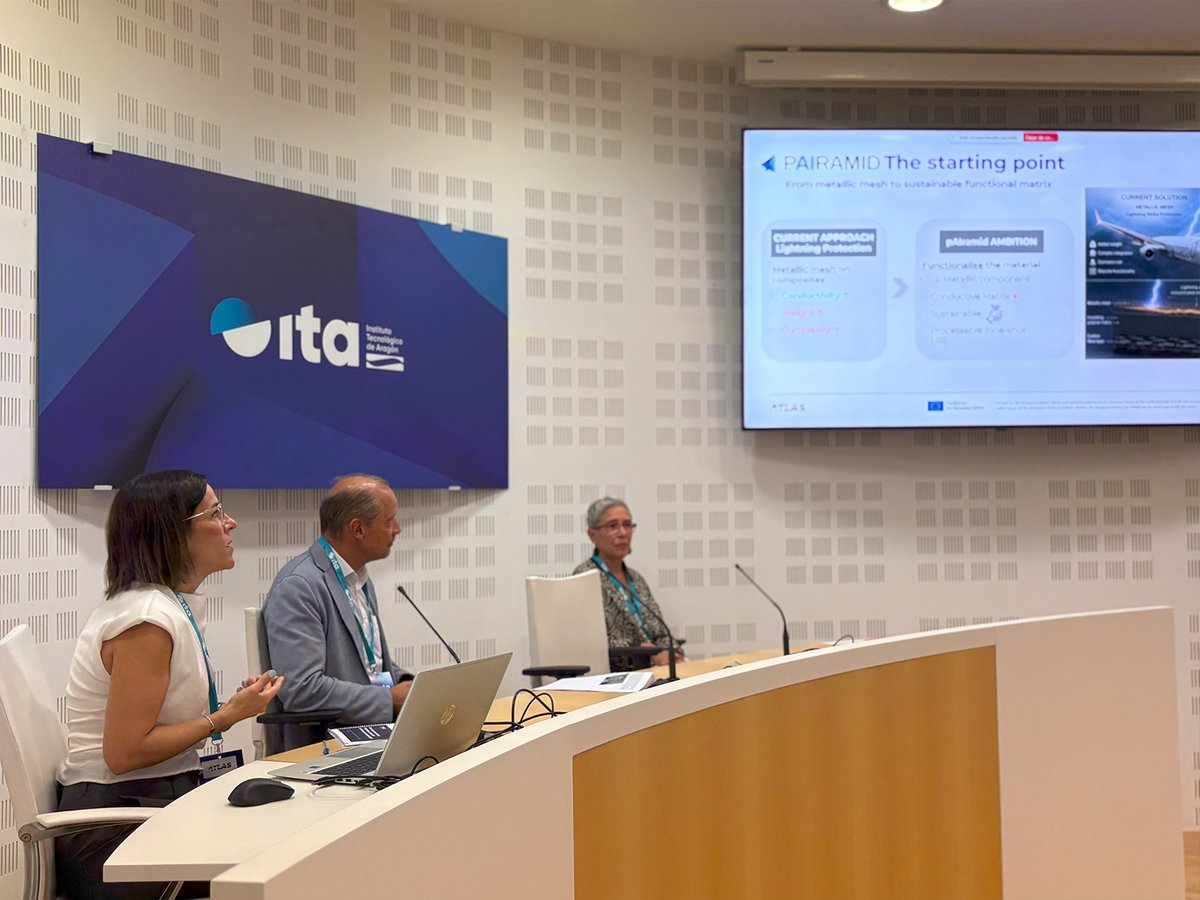 GAIKER_BRTA's tweet photo. El 17 de septiembre, presentamos nuestro trabajo dentro del proyecto @pairamid_eu en el primer workshop de #ATLASCluster en Zaragoza: 
🗣️ Can conductive bio-based composites combine performance and sustainability?
#HorizonEurope #Composites #Aeroespacial #Sostenibilidad https://t.co/buZH2sJiJH