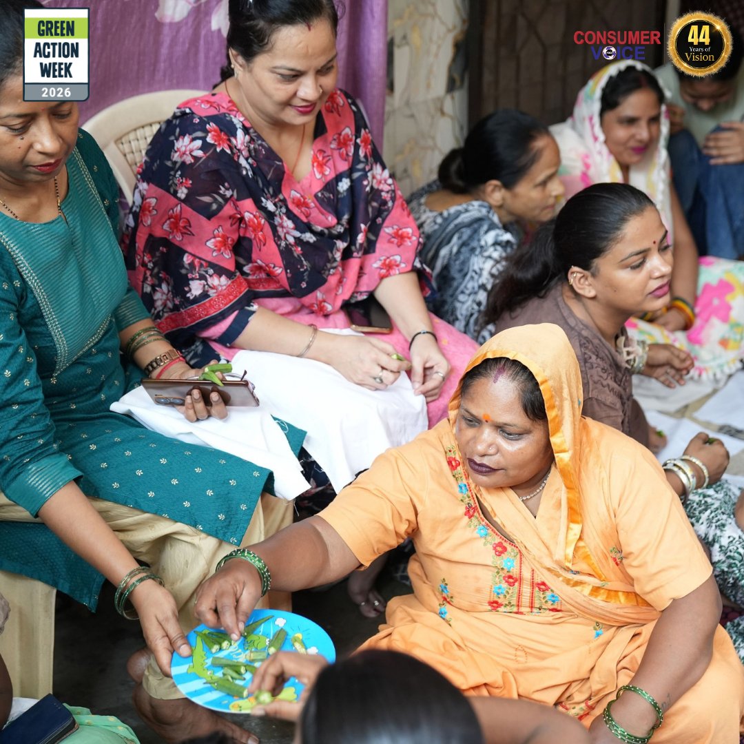 ConsumerVoiceIn's tweet photo. A sharing community wastes less. 
Our Together Against Food Waste workshop with the women of Jahangirpuri: tips, no-waste recipes, shared wisdom & art.

Wasted food = wasted water, land & energy, plus methane from landfills. Saving it is climate action. 

#GAW2026 #TogetherAgainstFoodWaste #GreenActionWeek2026 #SharingCommunity #FoodWaste 
@Consumers_Int