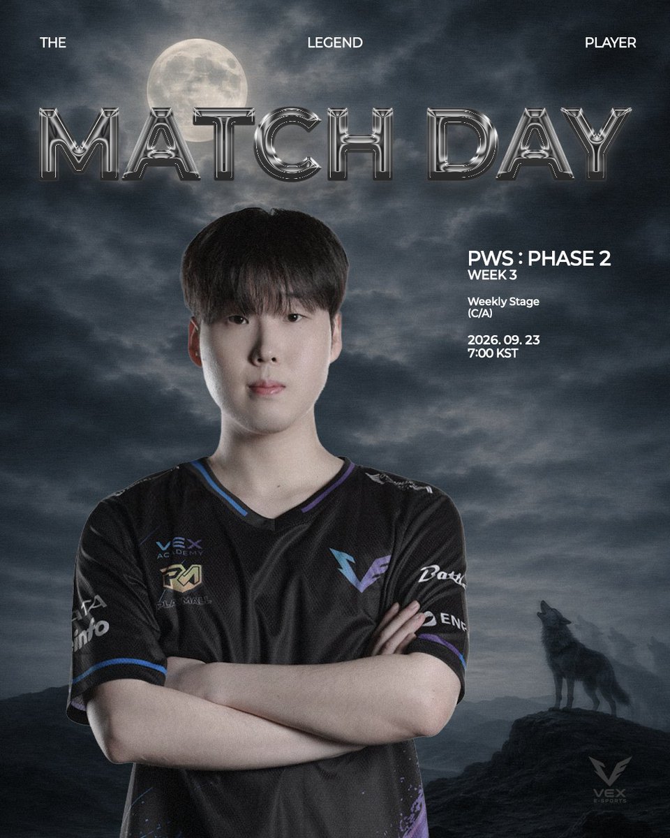 VexESportsKR's tweet photo. [𝐌𝐚𝐭𝐜𝐡 𝐃𝐚𝐲]
𝟮𝟬𝟮𝟲 𝗣𝗨𝗕𝗚 𝗪𝗘𝗘𝗞𝗟𝗬 𝗦𝗘𝗥𝗜𝗘𝗦 𝗣𝗛𝗔𝗦𝗘 𝟮

🎮  PWS Week 3 : Day 1
⏰  19:00 KST 
📺  https://t.co/mRtlsnGY6t

#VEXWIN #VEXESPORTS #VEX #PUBG #PWS https://t.co/tHoHoPEOau