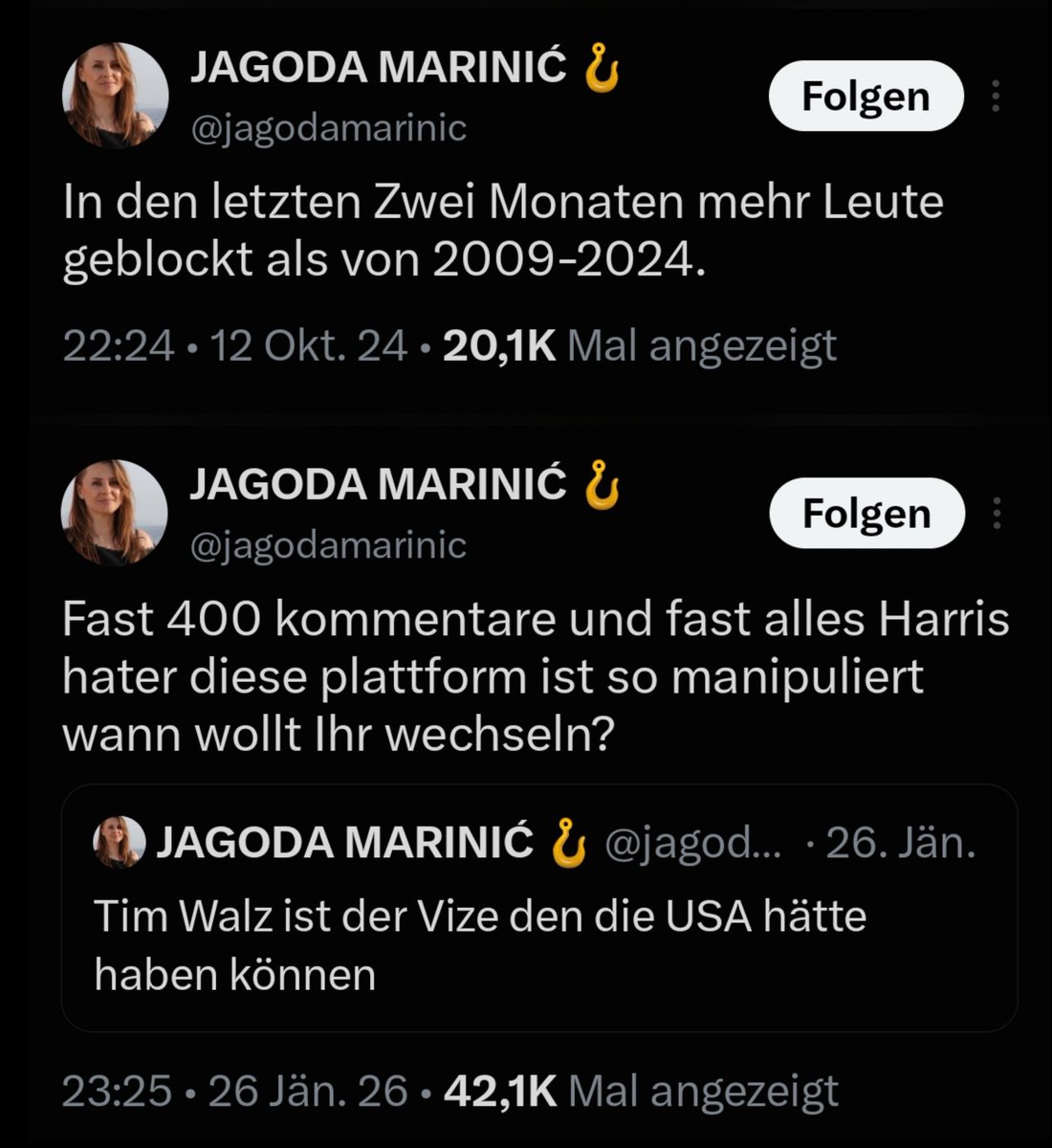 NiklasKorber's tweet photo. Jagoda Marinić wird von Frank-Walter Steinmeier das Bundesverdienstkreuz verliehen, u.a. wegen "ihrer Liebe zur Sprache und ihres Talents, Menschen zusammenzubringen".

Herrlich. https://t.co/gXY3EMX4uu