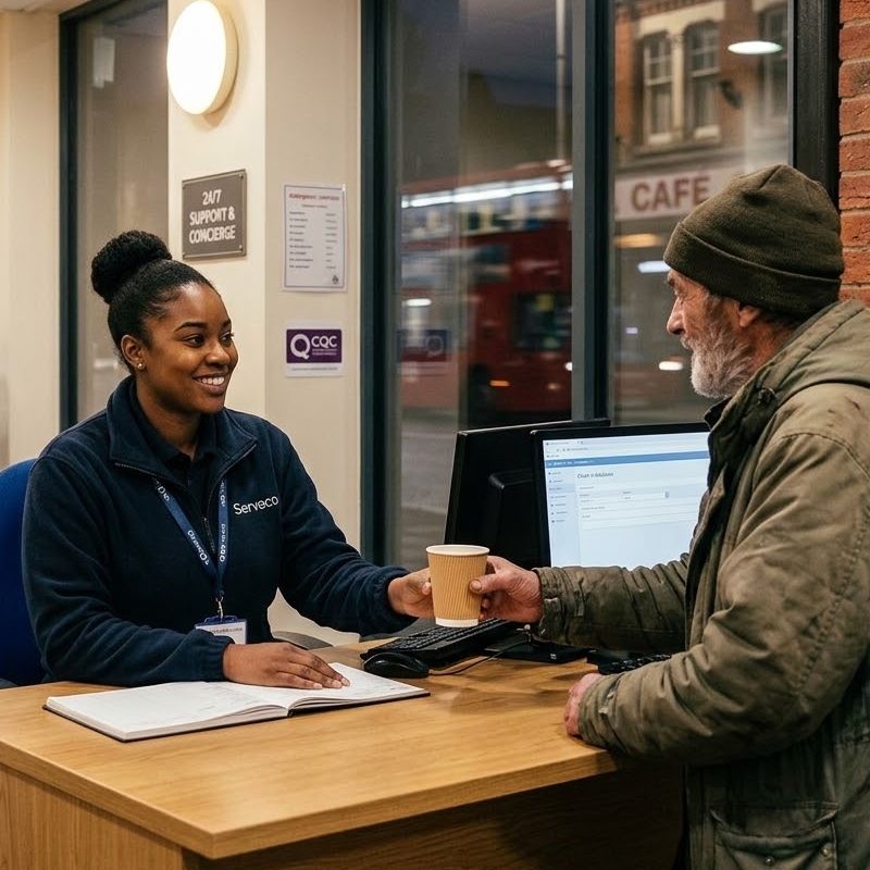servecouk's tweet photo. Our night support and concierge teams provide a professional, cost-effective solution for local authorities, housing associations, and hostels. 

Whether you need night cover or fast support during #staffing shortages, our teams are on hand 365 days a year https://t.co/UYCIQTYXXW https://t.co/v7B7I1OlG1