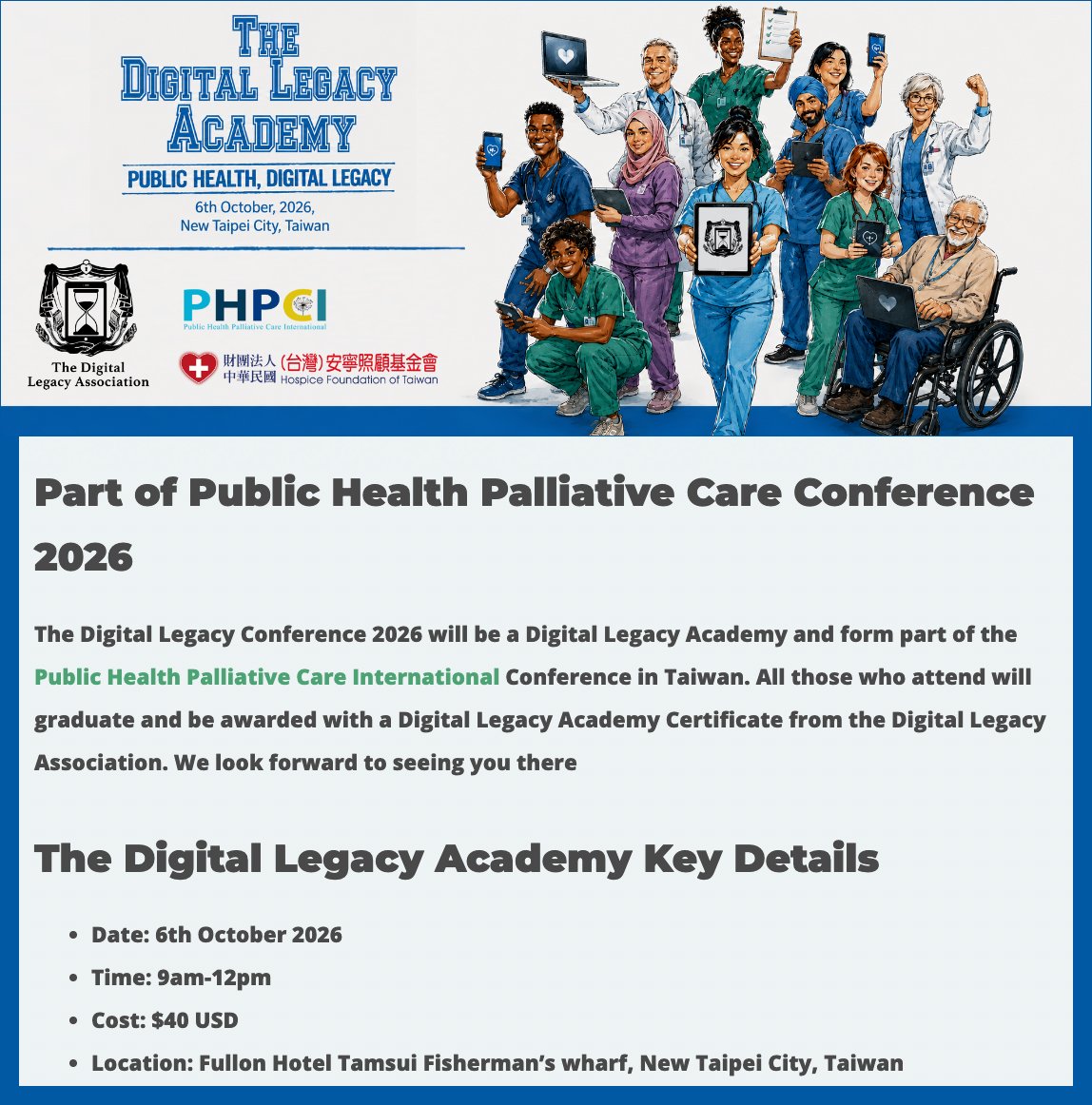 DigitalLegacyIQ's tweet photo. The Digital Legacy Conference 2026 is just over two weeks away. If you have a public health,  digital legacy campaign case study DM / Contact us.

We would love to share your work and it impact with those attending https://t.co/CFbqZWVYKI

#DigitalLegacy #DigitalAssets #PHPCI2026 https://t.co/90UW6IAIMP