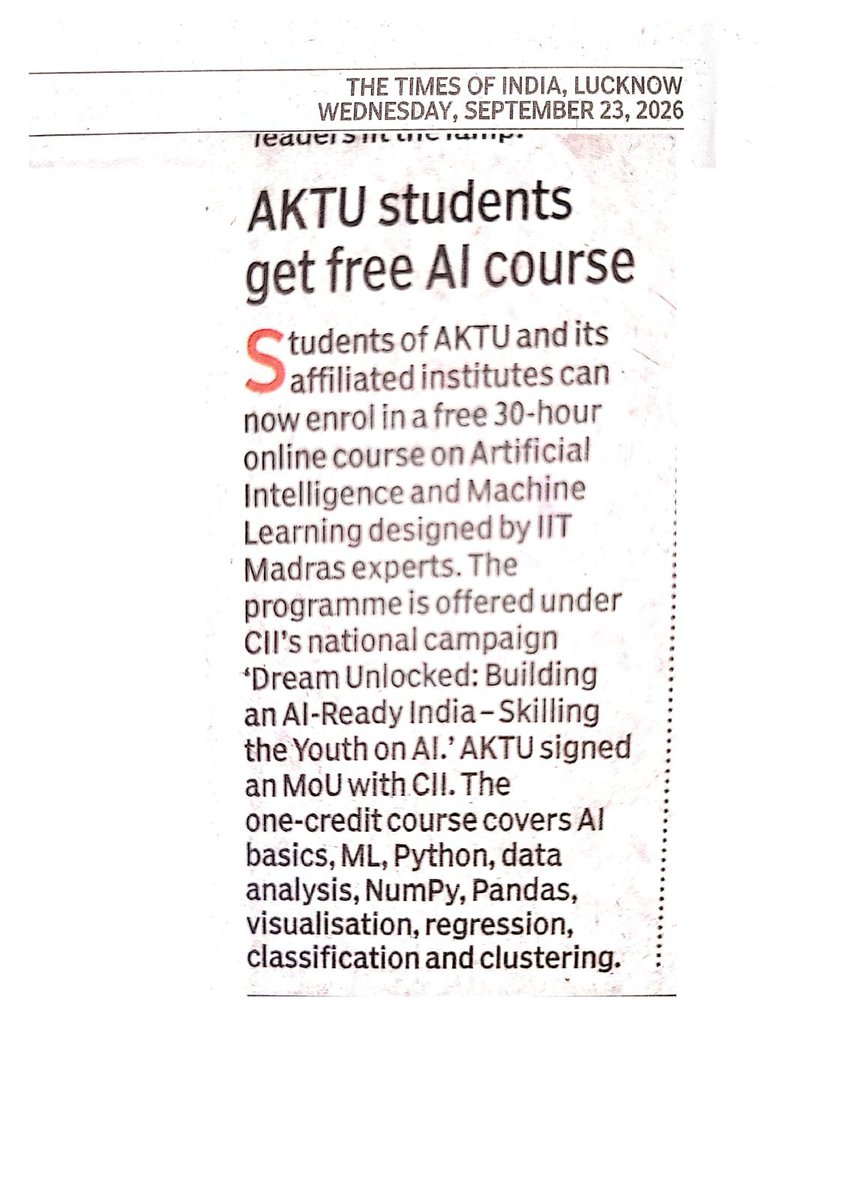 AKTU_Lucknow's tweet photo. #AKTU in newspapers!
Thank you very much all #respective #media houses and #correspondents
#UGC #AICTE
#UttarPradeshGovernment https://t.co/yFnJZtAVd7