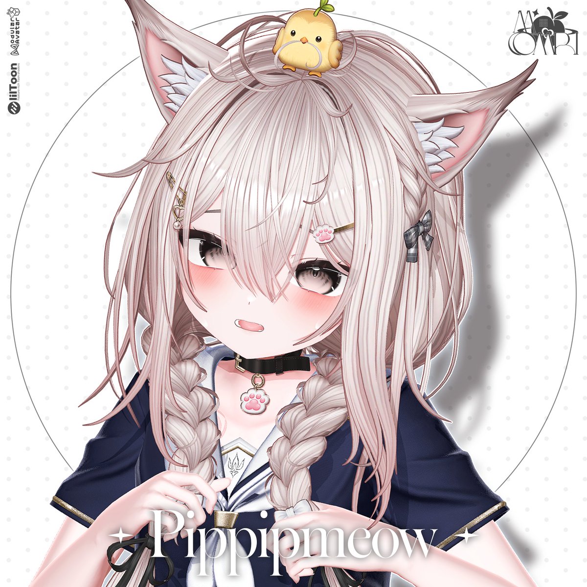 morimo0000's tweet photo. ✦｡🐥PipPipMeow🐾｡✦ 販売スタートしました〜！✨
💗 発売初日の本日は【500円】でお迎えできます〜！！

この投稿をRT＋フォローしてくださった方の中から、
抽選で5名様に PipPipMeow をプレゼントします〜！🎁
さらに、BOOTHの💗が100増えるごとに
当選者を＋1名追加します〜！

BOOTH ▶ https://t.co/G7ozuRRlOr
📅 抽選日：9月27日

ひよことお友達になりたくて、
頭の上に小さな巣を作ってあげた、
ちょっぴり臆病なオオヤマネコの女の子です〜！🐥

肉食動物なのにちょっぴり臆病で、
頭の上のひよこにはとっても優しい子です🤍

オオヤマネコをモチーフにした耳と尻尾に、
ふんわりヘアと長い三つ編みを合わせて、
可愛らしいシルエットに仕上げました〜！

小さなひよこと一緒に、
可愛くてちょっぴり臆病なオオヤマネコの女の子になってみてください〜！🐾

【500円】でお迎えできるのは発売初日の本日だけです〜！

一番お得にお迎えできるチャンスをぜひお見逃しなく〜！🍑