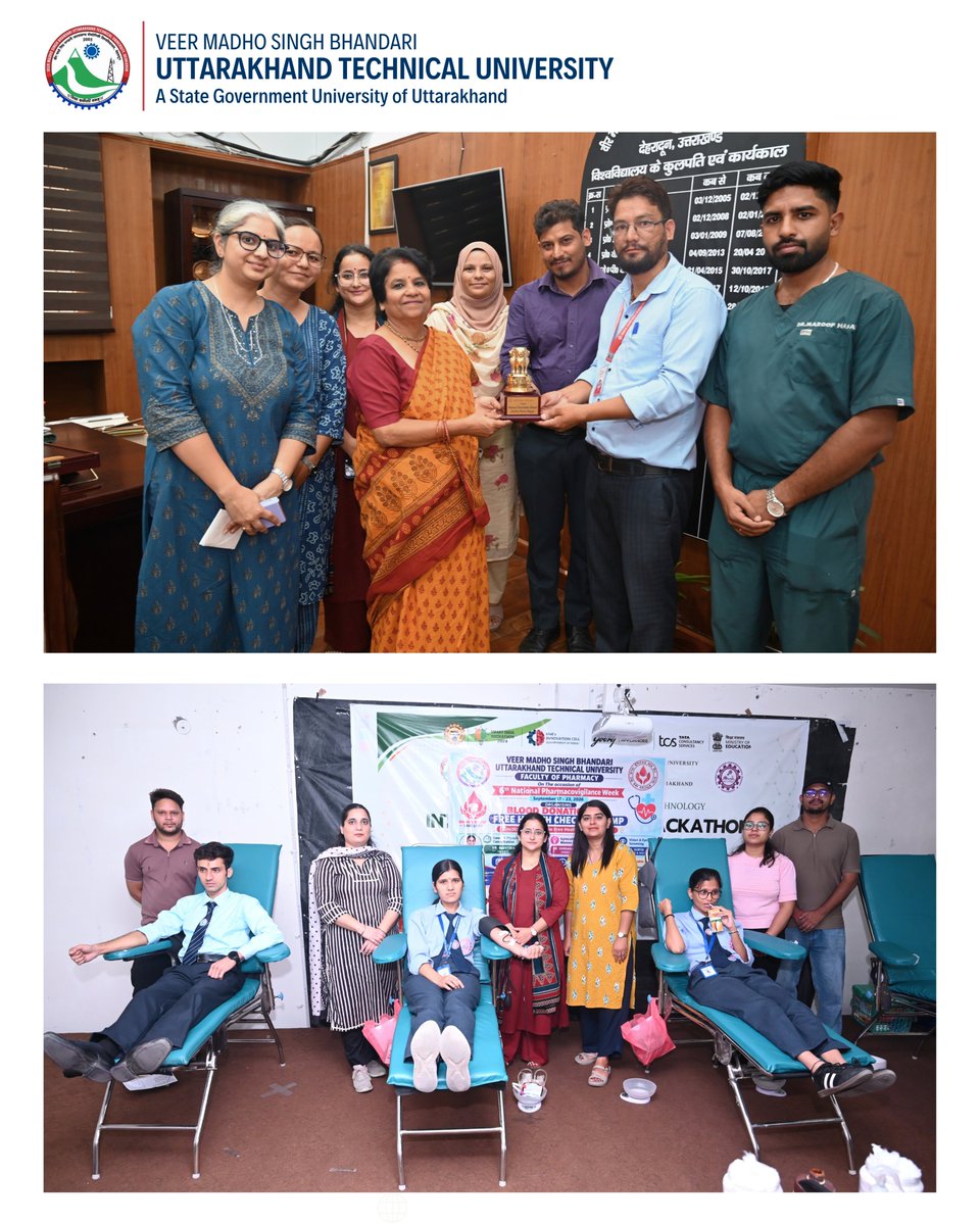 VMSBUTU's tweet photo. On the occasion of #NationalPharmacovigilanceWeek, the Faculty of Pharmacy, VMSBUTU organised a #BloodDonationCamp and #FreeHealthCheckupCamp at the University campus. The initiative witnessed active participation from students, with 80 students donating blood. https://t.co/b4NJvBpVVN