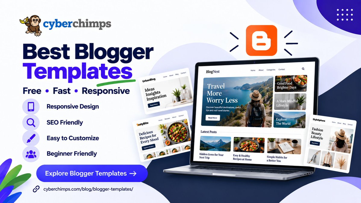 cyberchimps's tweet photo. Give your Blogger site a fresh new look. ✨

Explore the best Blogger templates featuring responsive designs, customisation options, and beginner-friendly layouts.

Find a template that fits your blog 👇

👉 

#Blogger #Blogging #WebDesign https://t.co/adJ9X0AwNr