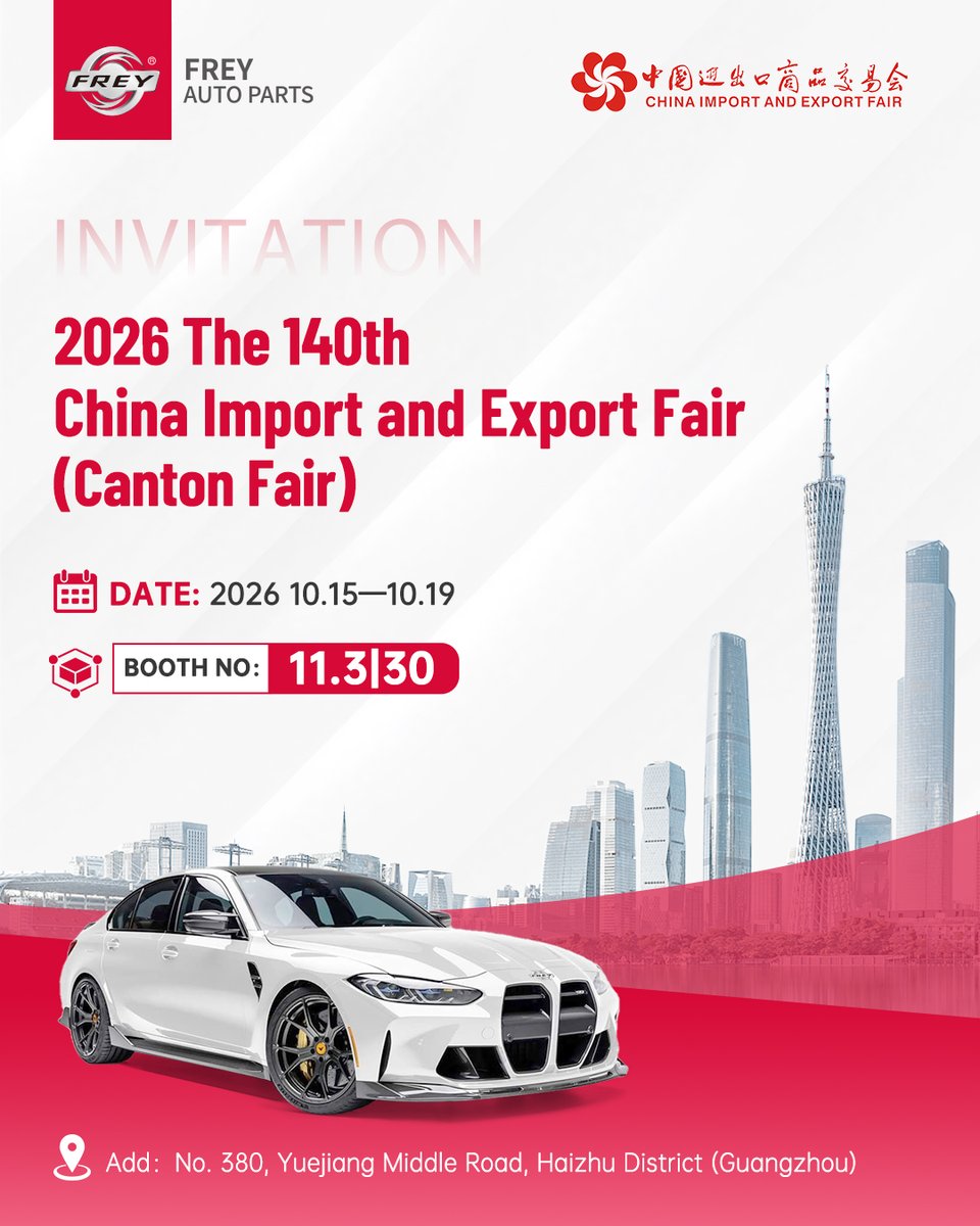 Frey_Parts's tweet photo. 𝐅𝐑𝐄𝐘 𝐀𝐮𝐭𝐨 𝐏𝐚𝐫𝐭𝐬 𝐚𝐭 𝐭𝐡𝐞 𝟏𝟒𝟎𝐭𝐡 𝐂𝐚𝐧𝐭𝐨𝐧 𝐅𝐚𝐢𝐫!
📅 October 15 – 19, 2026
📍 No. 380, Yuejiang Middle Road, Haizhu District, Guangzhou
🎯 Booth 11.3 | 30
OEM-quality parts for Mercedes, BMW &amp; Land Rover. Let's connect!
📲 Pre-show: +86 18028634956 https://t.co/xrd04UdrsV