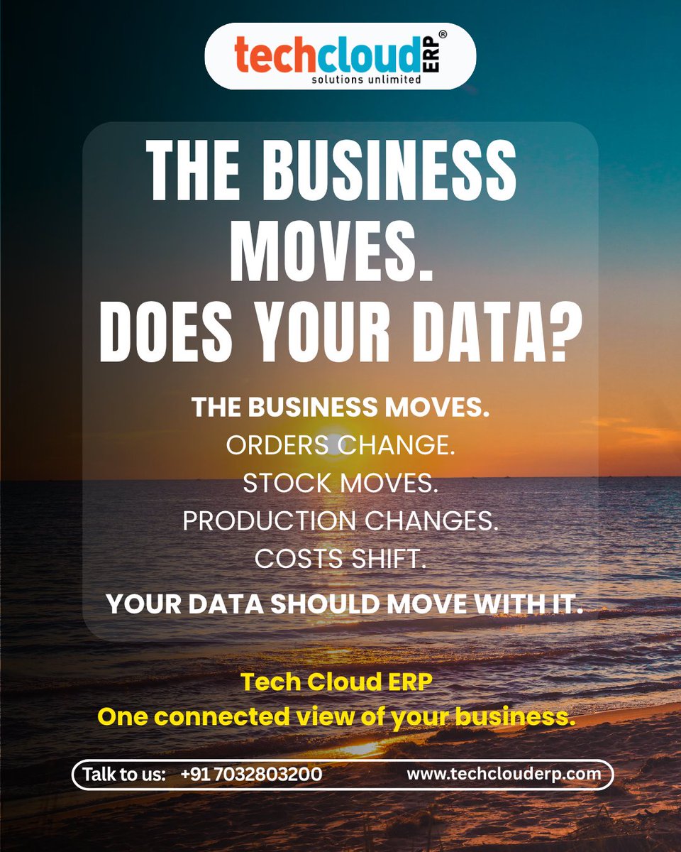 TechCloudERP's tweet photo. Get a FREE demo now!
📞 Call Us: +91 7032803200

#techclouderp #bestERP #No1ERP #CloudAccess #AccessAnywhere #ManufacturingERP
#erp #BestERPInIndia #BestCloudERPInIndia #BestERPInHyderabad #TradingERP https://t.co/IEMSjcN3Om