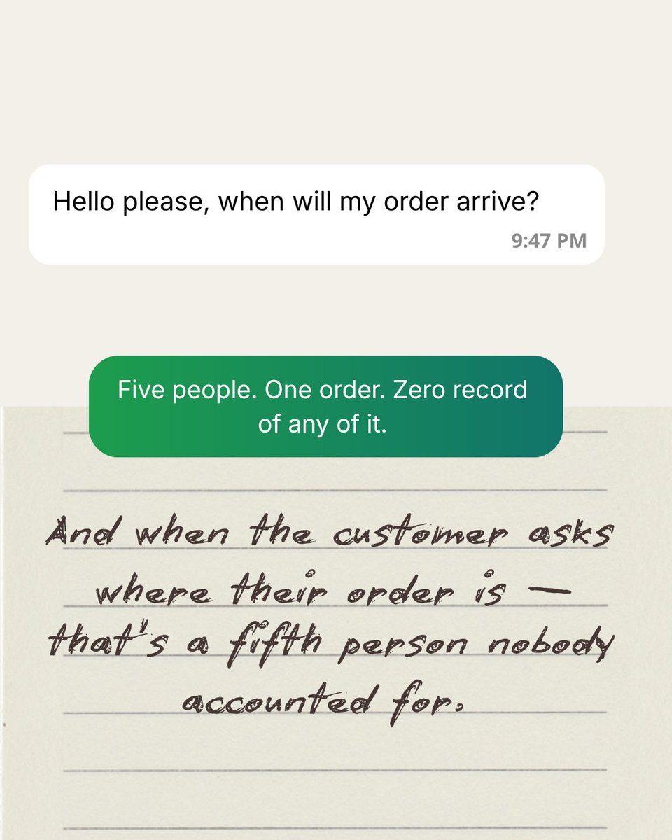 PayShiftng's tweet photo. How many people run 1 order in your business? 

Someone takes it. Someone confirms payment. 

Someone packs it. Another delivers. Then a customer

asks where it is at 10pm &amp; nobody knows who to ask.

5 people. 1 order. 0 records. 

Follow @PayShiftng https://t.co/5mlUaGubl9