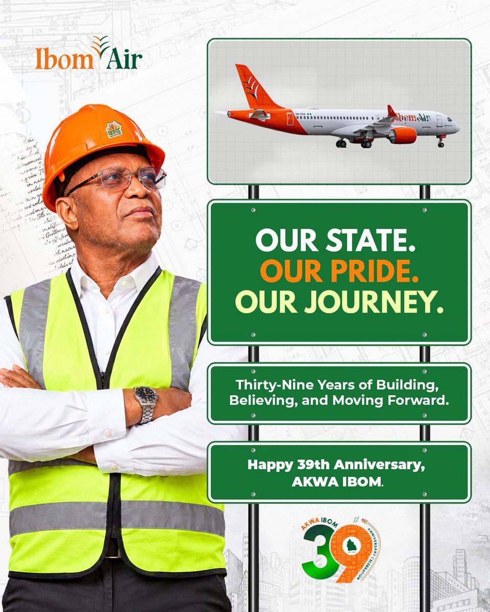 ibomairlines's tweet photo. 39 years of the Land of Promise. 🧡💚

Leave a message for Akwa Ibom in your local dialect.

Here’s to many more years of progress and possibilities.

Happy Anniversary, Akwa Ibom!

#AkwaIbomAt39 #ProudlyAkwaIbom #IbomAir https://t.co/5254TylbWM