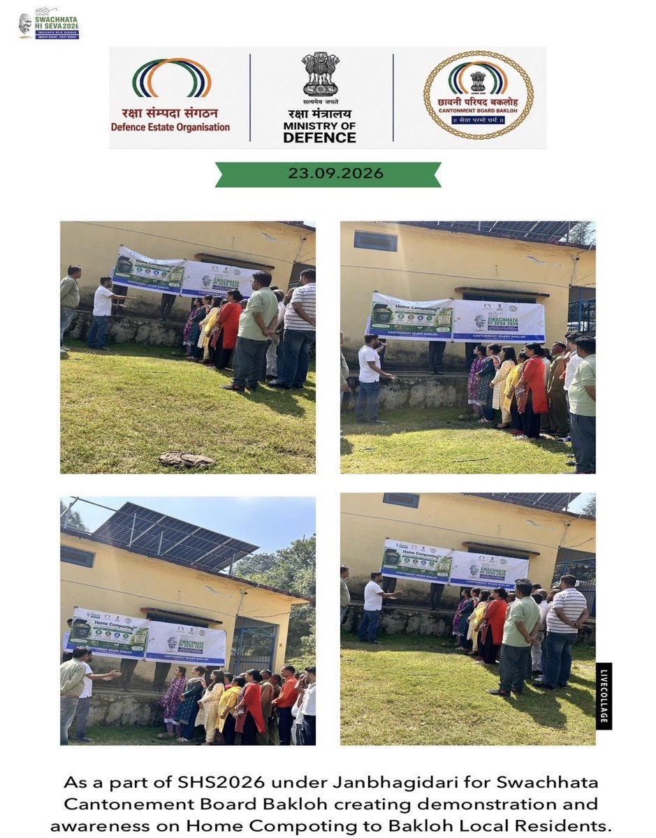 CBBakloh's tweet photo. As a part of SHS2026,Under Janbhagidari for swachhata Cantonment Board Bakloh creating awareness to local residents on Home Composting.#SHS2026 #SwachhataHiSeva2026 @sbmurbangov @mohua__india @defenceminindia @MoJSDDWS #ides #nidem @RakshaSampada @pdde_wc https://t.co/QG9EnMo9vP