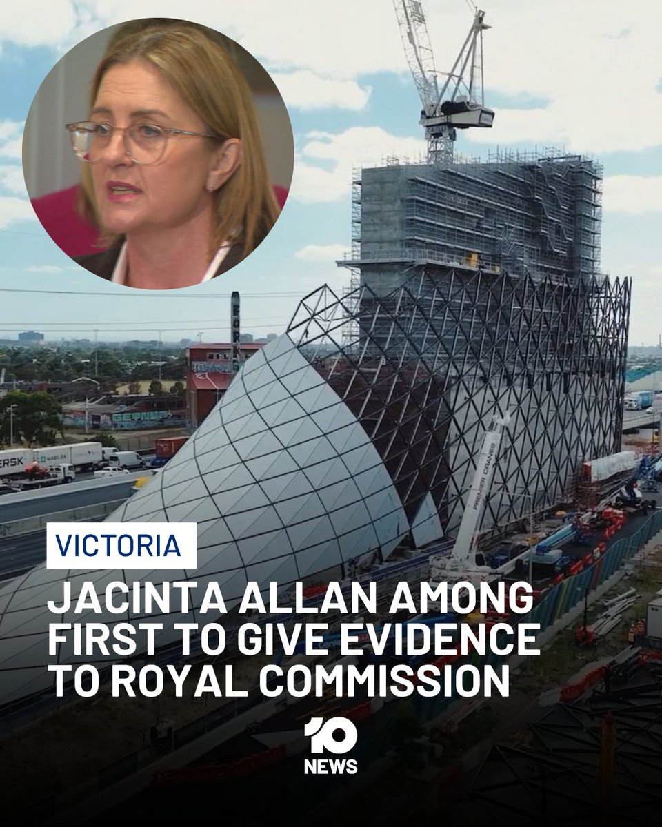 10NewsMelb's tweet photo. Former Premier Jacinta Allan is expected to be among the first to give evidence to Victoria's royal commission into alleged corruption on taxpayer-funded construction sites.

Documents released on day one of the inquiry revealed Allan, the then Minister for Infrastructure, was warned about criminal conduct on Big Build sites as early as June 2023 – a year before the allegations became public.

Click the link below for more details.