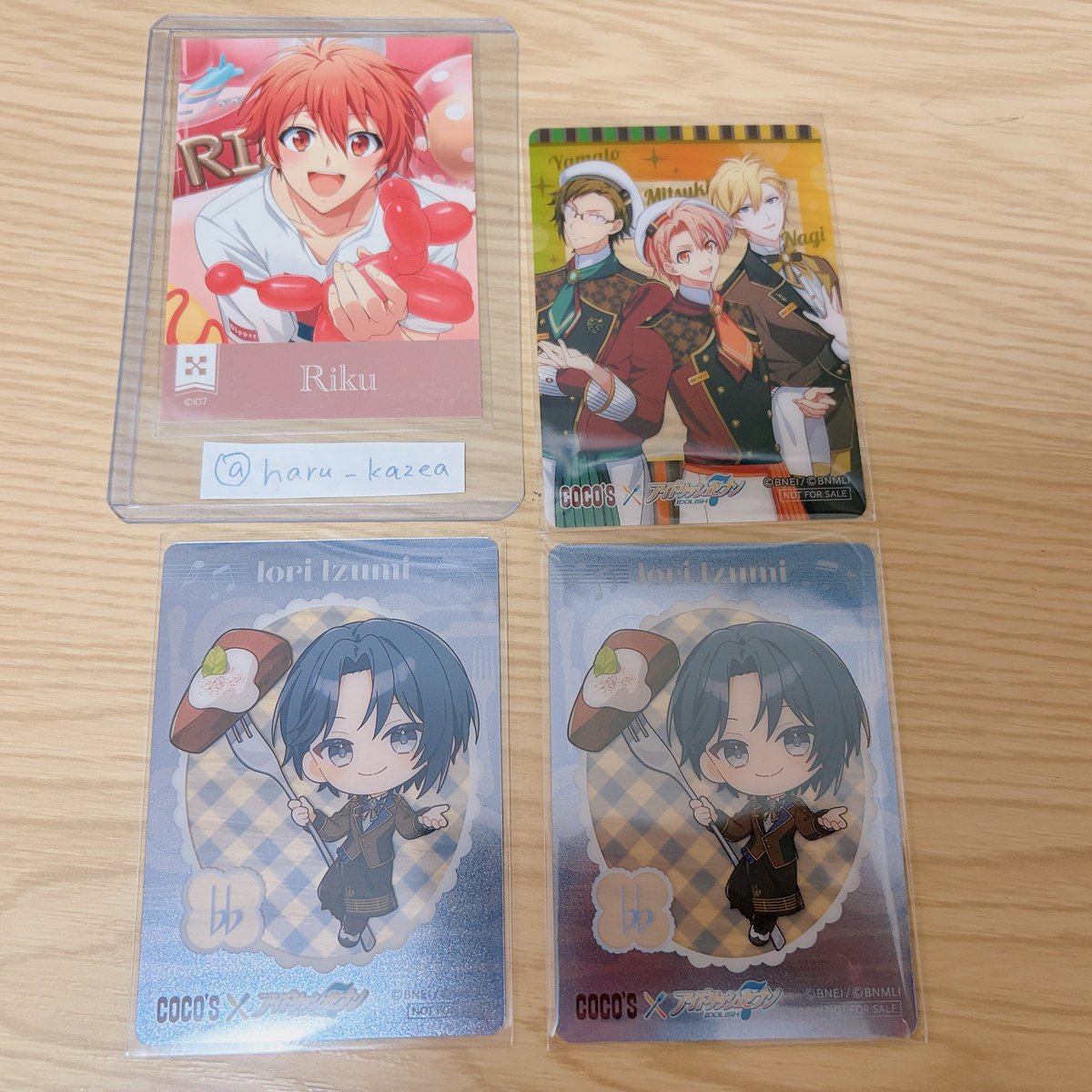 haru_kazea's tweet photo. 【交換】
アイドリッシュセブン アイナナ
ココスコラボ
クリアカード

譲)第1弾 ピタゴラ1
       第2弾 一織2
求)第2弾 陸2＞大和1
      (大和はコンプ目的です)

郵送交換希望です。
よろしくお願いいたします。 https://t.co/MJ195GVZqN
