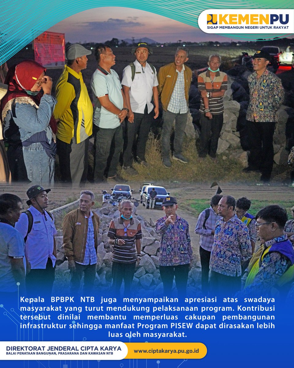 BPBPKNTB's tweet photo. Kepala BPBPK NTB Dades Prinandes didampingi oleh PPK PKS Mansyur melakukan monitoring dan evaluasi pelaksanaan Program Pengembangan Infrastruktur Sosial Ekonomi Wilayah (PISEW) Tahun Anggaran 2026 di Kecamatan Manggelewa, Kabupaten Dompu. https://t.co/uWMN0sAvbR