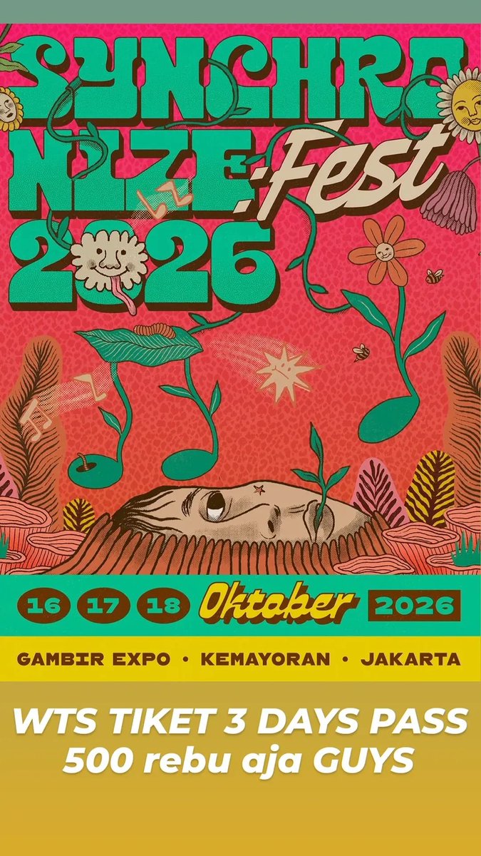 yoursunshinyday's tweet photo. gess no tipu tipu gue jual tiket 3 days pass gue karna ga mungkin bisa dateng huhu dibeli yahh
#zonauang
#wts
#synchronizefest https://t.co/UMmzMUh6Eh