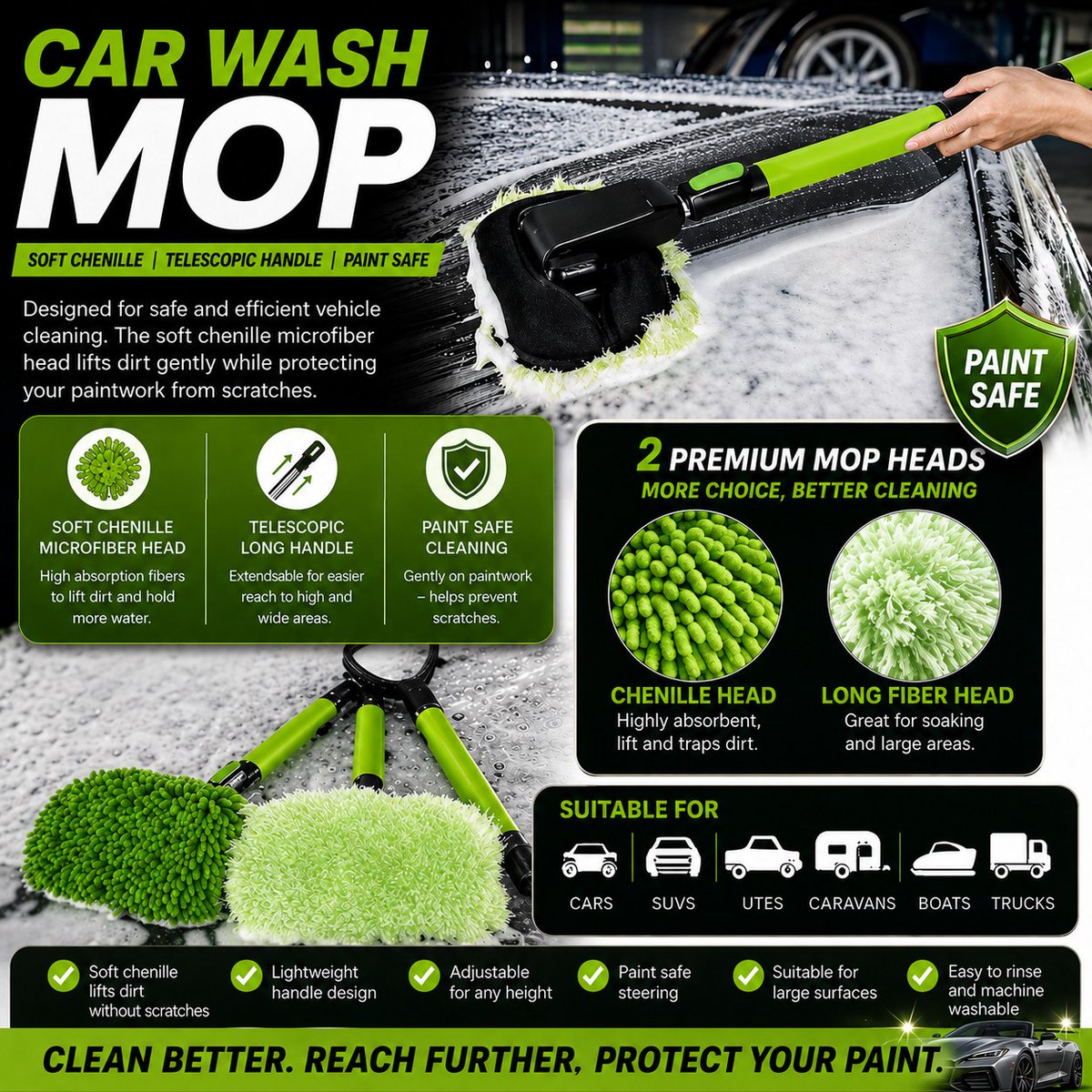 RobertaGeronime's tweet photo. Washing your car shouldn’t feel like a workout. The Car Wash Mop cleans faster, safer, and easier with a soft microfiber head, paint-safe design, and extendable handle—perfect for SUVs, utes, boats, and caravans. Limited stock available. https://t.co/J0gaz8e1sz