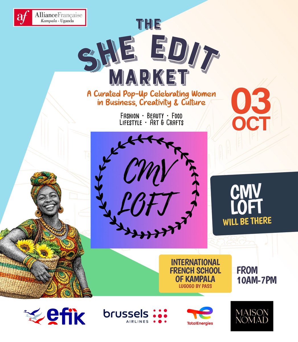 CMV_Loft's tweet photo. GUESS WHO’S GOING TO MARKET?! 👀🥹💌

✨ CMV LOFT! ✨

We’ll be vending at The She Edit Market on 3rd October at the International French School of Kampala!

Come support, come shop, come say hi! 🛍️💕

CMV Loft would LOVE to see you there. https://t.co/vAGuDG7g14