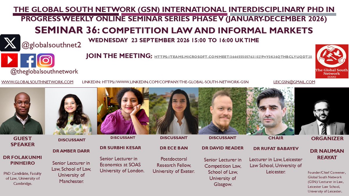 GLOBALSOUTHNET2's tweet photo. HAPPENING TODAY
#informal #law #Leicester #CitiensofChange #LawSchool #PhD #PhDinprogress #weekly #seminar #series https://t.co/hsvIVgAWMm