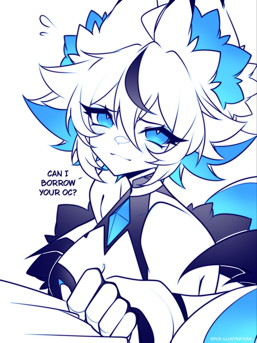 SpicaIllustrate's tweet photo. Sleep evades me, will you lend me your oc to doodle till I get sleepy? 🩵 https://t.co/Zbv3e83N4m