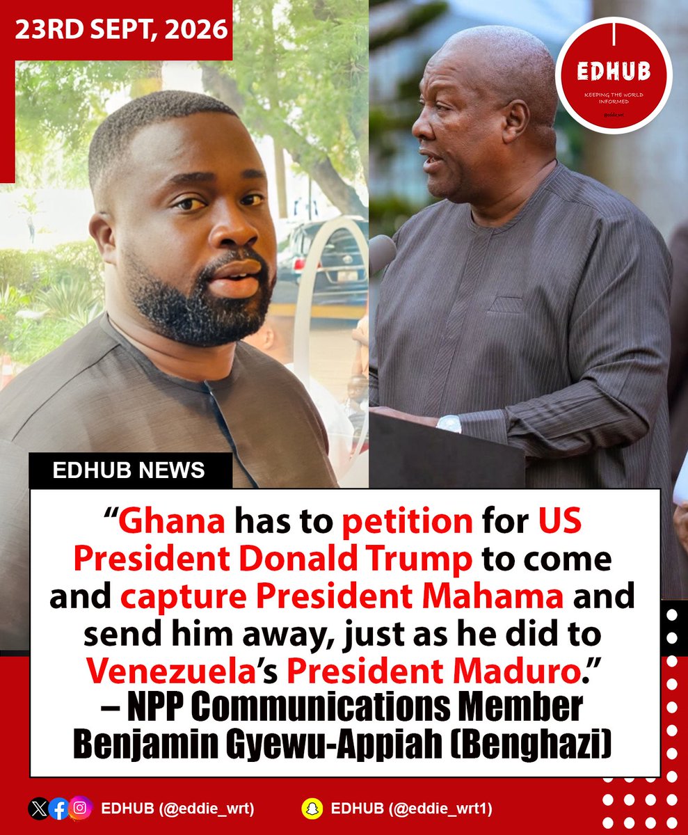 eddie_wrt's tweet photo. “Ghana has to petition for US President Donald Trump to come and capture President Mahama and send him away, just as he did to Venezuela’s President Maduro, due to the recent 3.9 metric tonne cocaine bust.” 

– NPP Communications Member Benjamin Gyewu-Appiah (Benghazi) https://t.co/X6hAFOzMVJ