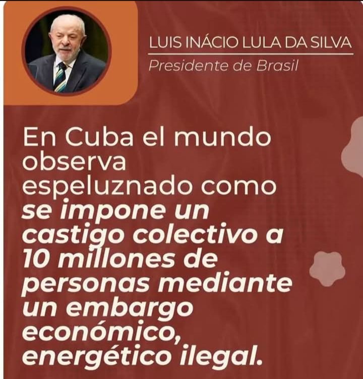 yoanispp77's tweet photo. Gracias Lula por tu palabra firme!!
#CubaNoEsUnaAmenaza
       El bloqueo Sí. https://t.co/6uYXGwfD6f