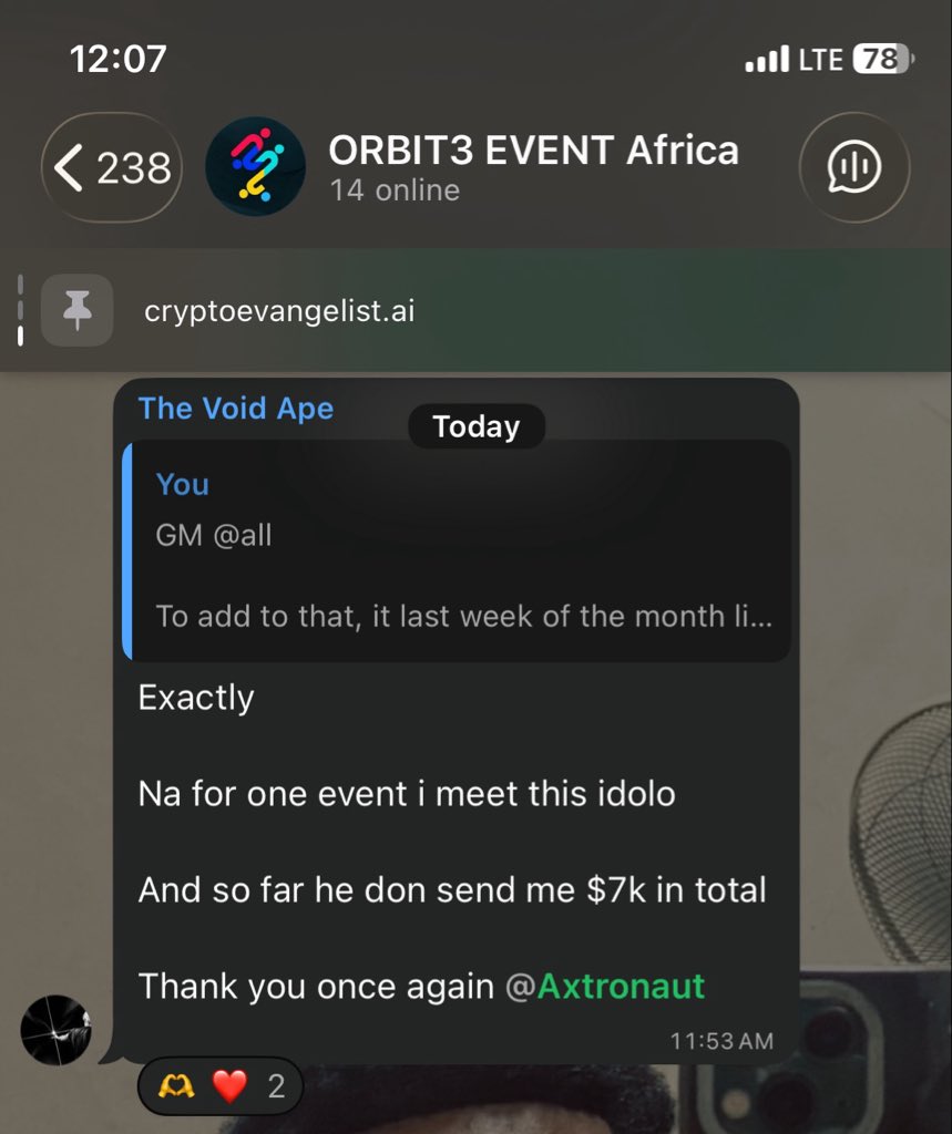 iam__axtronaut's tweet photo. Web3 Event will change your life🥹🫶

Nothing makes me happier than when i learn my community members are winning through the event we attend.

Someone from my community made $7k from a connection from an event we shared.

That’s the sole mission of @Orbit3Event because we are not just about covering events but we are also about giving Web2 industry leaders the opportunity to become great people in the Web3 pspace.

Let’s do more, stay with me🫶