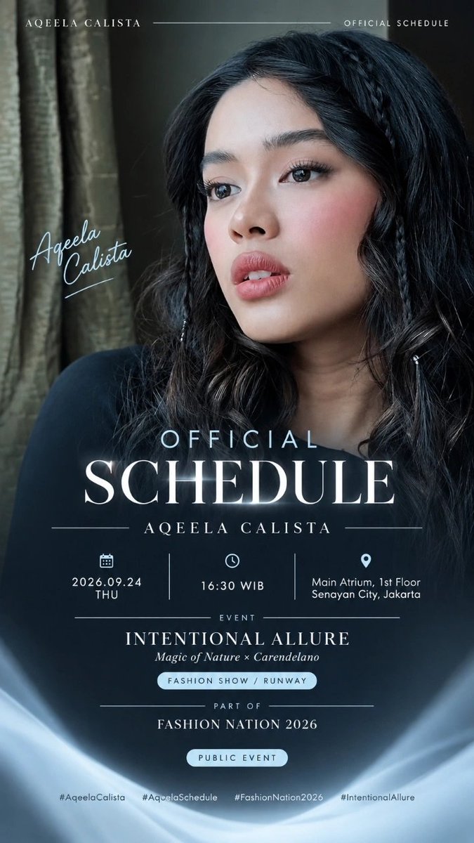 aqr_community's tweet photo. Besok Aqeela ada schedule runway Fashion Nation 2026 di Senci, yang rumah nya dekat atau tempat kerja dekat Senci bisa mampir buat lihat Papi Dimas dan Aqeela disana ya🤩

POWER UP AQEELA ON RCTI+
#ITAPOWERUPFORAQEELA
#AKTRISTERPOPULERFORAQEELA https://t.co/sK9d6xBhR1