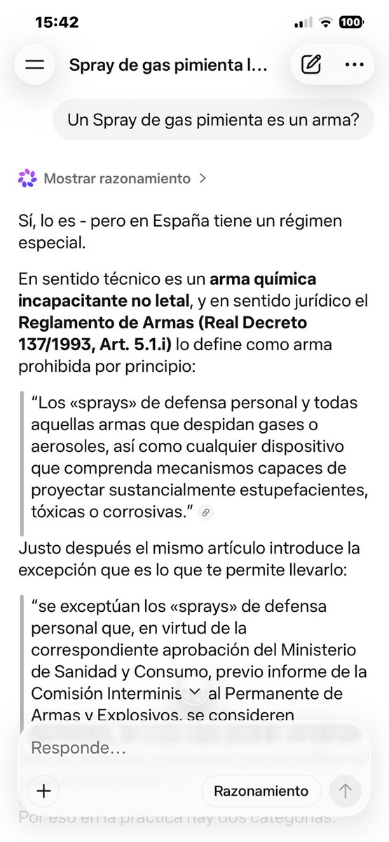 Carles19638098's tweet photo. @ppdegalicia @anadebande Ha sido expulsada con la Ley en la mano.
Es abogada, pero se sabe solo la legislación que le interesa.

“En sentido técnico es un arma química incapacitante no letal, y en sentido jurídico el Reglamento de Armas (Real Decreto 137/1993, Art. 5.1.i) lo define como arma prohibida” https://t.co/EwhMrHUxLW