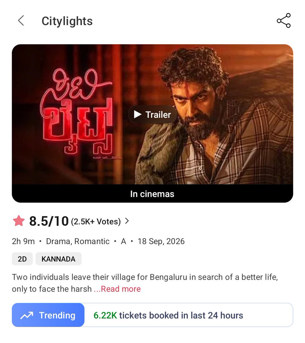 KA_Talkies's tweet photo. #CityLights Marching Towards Clean Hit status 💥 https://t.co/wIQsBogtSs