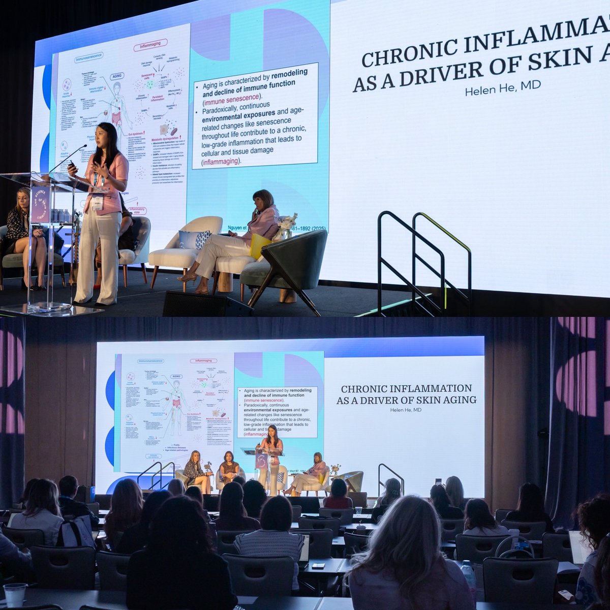 MSHSDerm's tweet photo. Dr. Helen He presented “Chronic Inflammation as a Driver of Skin Aging” at the Science of Skin Summit in #Austin #Texas on Friday 9/18. #skinhealth #skincare #inflammaging @IcahnMountSinai @EmmaGuttman https://t.co/HSGjAVD2HR