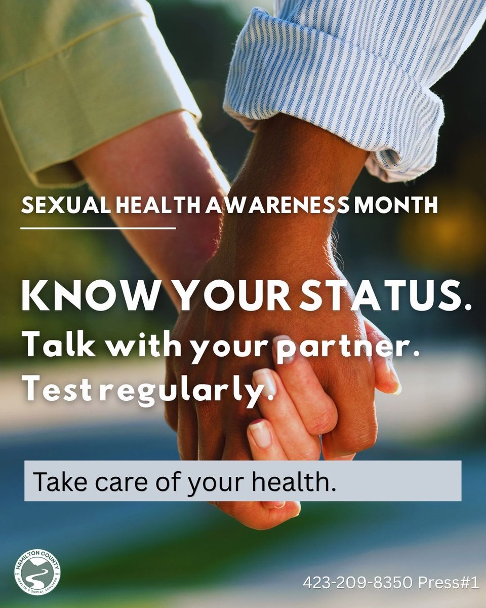 HamiltonHealth's tweet photo. September is Sexual Health Awareness Month—a perfect time to prioritize your well-being and stay proactive about your sexual health.
Caring for your sexual health involves staying informed, getting regular screenings, and making empowered choices to protect yourself and your partners.
The Hamilton County Health Department’s Sexual & Reproductive Wellness Clinic provides confidential services such as STI testing and treatment, FREE HIV testing, family planning, pregnancy testing, and comprehensive reproductive health education.
To schedule an appointment, call 423-209-8350 and press #1
For more details, visit: https://t.co/nqhYDWMbp3
