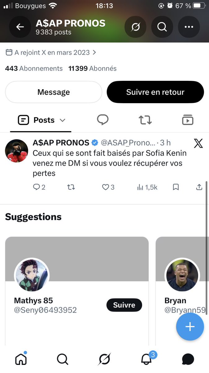 SZiroxx's tweet photo. Faites attention à ASAP PRONOS il vous demande des sous pour soit disant manger mais vous arnaque ! Il parie juste ! 

Signaler le !!

Pour preuve j’ai dès message privé avec lui mais je peux pas prendre en screen !!

#parissportif #pronos https://t.co/blWoGRKuNs