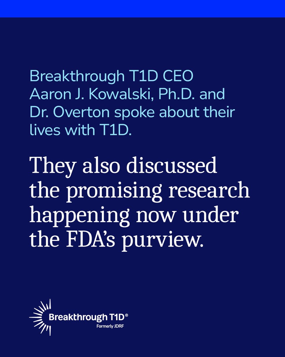 BreakthroughT1D's tweet photo. The Food and Drug Administration is a critical partner in accelerating cures and therapies for type 1 diabetes. The nominee to run FDA knows first-hand how important that is. Dr. Heidi Overton, nominee to be the next FDA Commissioner, has shared with us that she lives with type 1 diabetes.