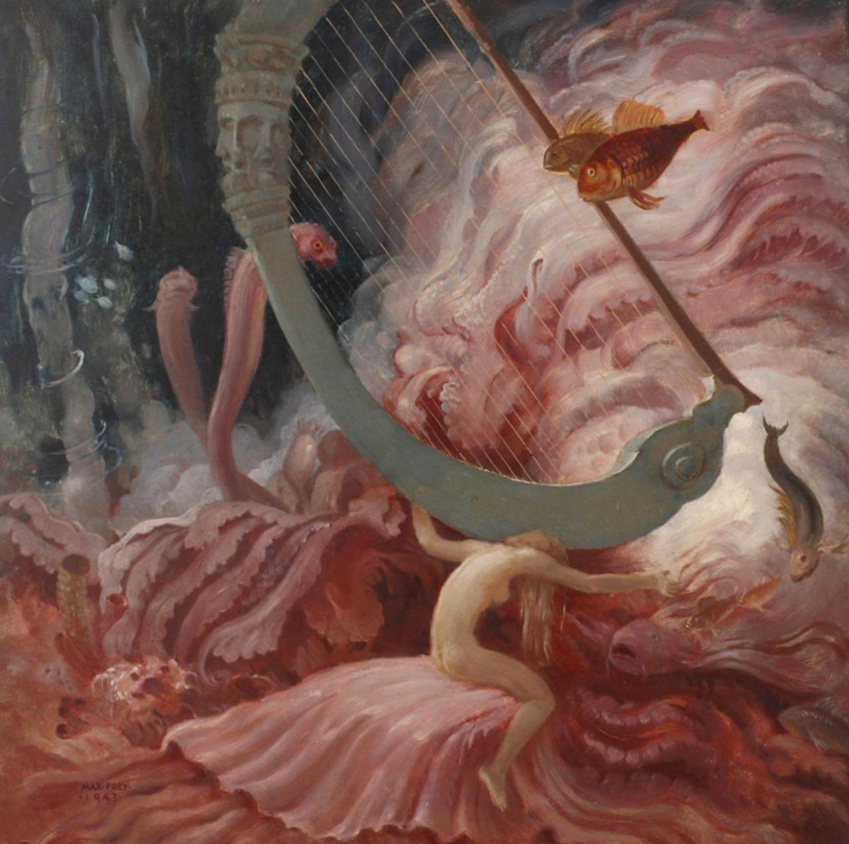 22hrr22min's tweet photo. sounds of the harp by max frey (german, 1943) https://t.co/FKtSM2aQ7p