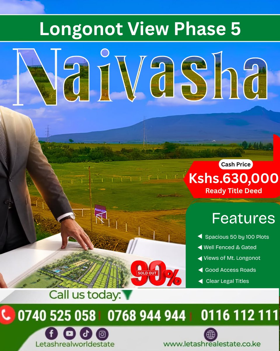 letashworld's tweet photo. Sunset Ridge Phase 1, Joska — own a ready-to-build plot for a KSh 950K cash offer. Located 3km from Kagundo Road near Ortomart, with flexible payment options and ready freehold title deeds. Call 0740 525 058 | 0768 944 944.#SunsetRidge #Joska #LandForSale #LetashRealEstate https://t.co/Xux2RTZ0aq