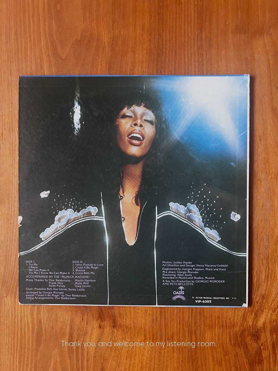 HedyReary's tweet photo. Thank you, and welcome to my listening room. “Could It Be Magic” — Donna Summer, A Love Trilogy, 1976. https://t.co/9RSLNdlqfA