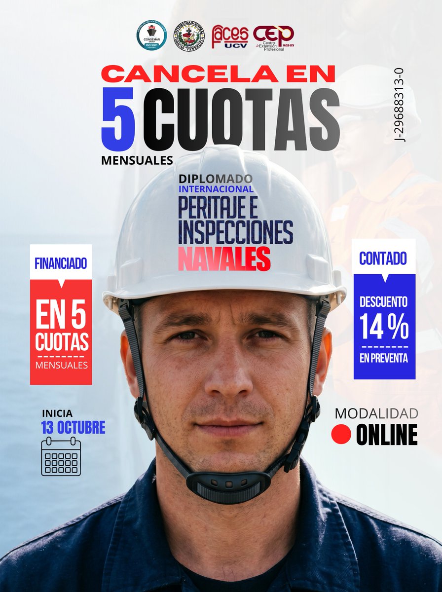 consemargroup1's tweet photo. 🚢 ¡Prepárate para dar el siguiente paso en tu carrera marítima!

Ya está disponible el Diplomado Internacional en Peritaje e Inspecciones Navales, una formación especializada para quienes buscan ampliar sus conocimientos y fortalecer su perfil profesional en el sector marítimo. https://t.co/vUEkpyMZur