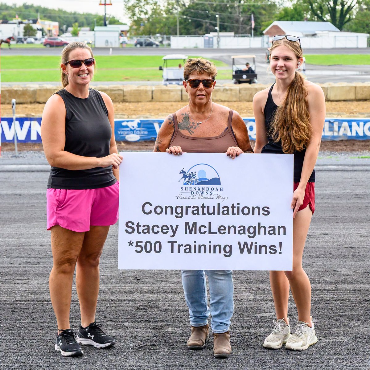ShenandoahDowns's tweet photo. Congrats to long time Virginia trainer/driver Stacey McLenaghnan over the weekend for reaching a career milestone 500 training wins! Stacey registered number 500 last month and got to the winner's circle with number 507 in Saturday's finale. #VAbred https://t.co/ChZOkLZ5y5
