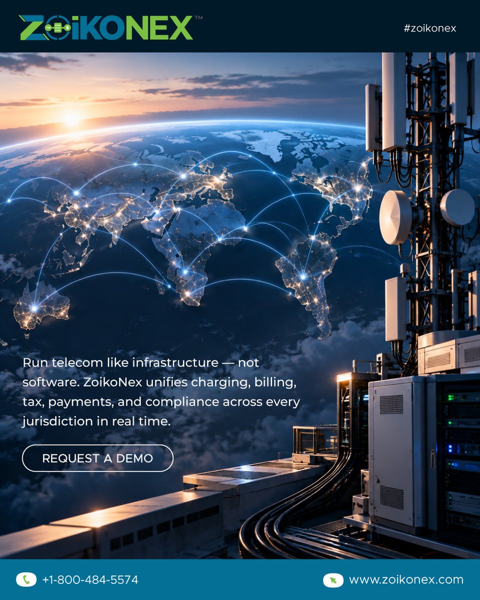 zoikonex's tweet photo. 📡⚡ZOIKONEX—RUN TELECOM LIKE INFRASTRUCTURE!

Unify charging, billing, tax, payments, &amp; compliance across jurisdictions with a real-time telecom platform built for modern operations.
🌐https://t.co/2eTfRjOJ41
📞+1-800-484-5574
#ZoikoNEX #TelecomTechnology #TelecomInfrastructure https://t.co/oGrAIpgckS