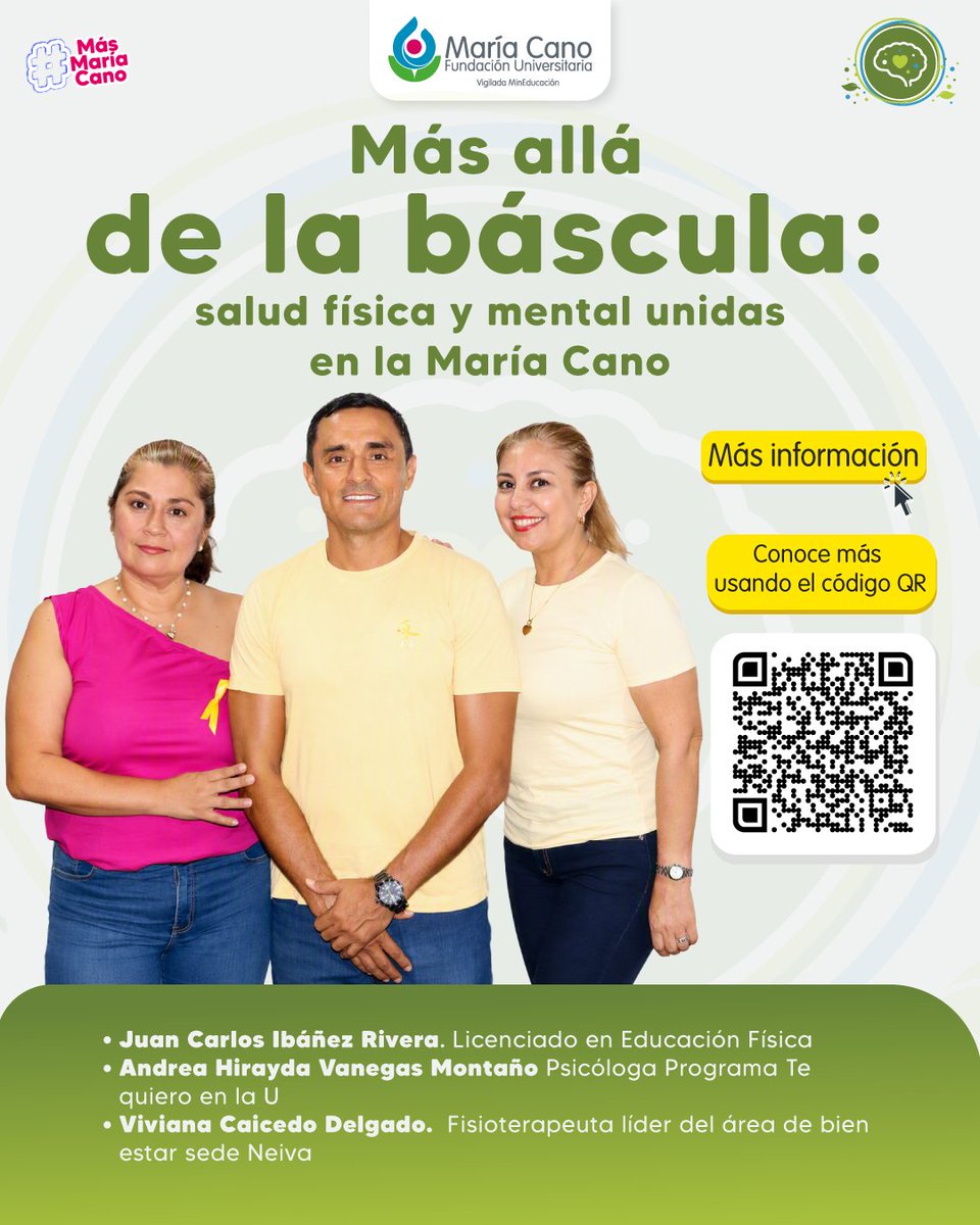 MariaCano_col's tweet photo. Conoce más de esta Acción Académica desde la sede Neiva en donde tres profesores se unen entorno a un tema de alta relevancia para la sociedad.

Clic en el enlace o escanea el QR: https://t.co/j5V5r49CBQ https://t.co/NuJnv29geE