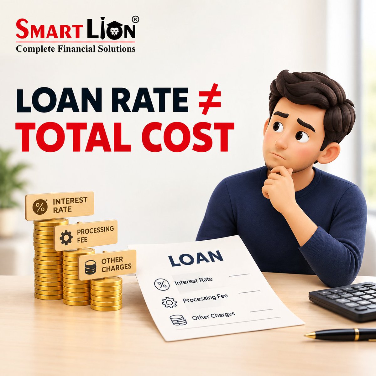 smartlionfin's tweet photo. 🏦 Loan ka cost sirf interest rate nahi hota.
Before signing, check:
Interest + Processing Fee + Other Charges
👉 Compare the total cost, not just the rate.
#LoanTips #FinancialAwareness https://t.co/oRriLGVXrV