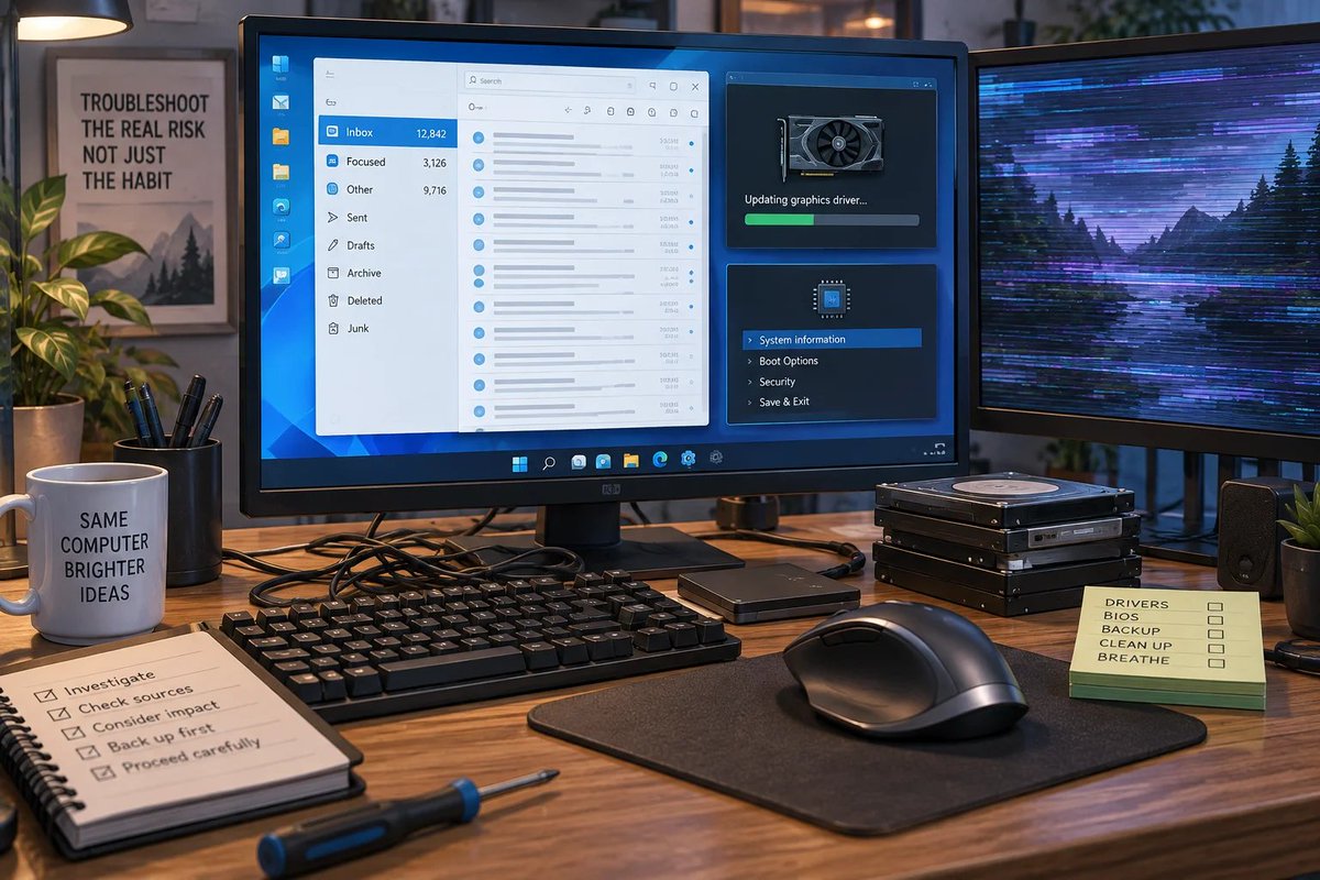 windowsforum's tweet photo. 📥 Outlook can sort 38,000 emails with Focused Inbox and rules. It can’t sort years of ignored BIOS updates, broken PC habits, and desktop chaos. Some inboxes are a lifestyle.
https://t.co/6SuT4Nw77Y
#Outlook #EmailManagement #PcMaintenance #WindowsPc https://t.co/p1qtzQ1cip