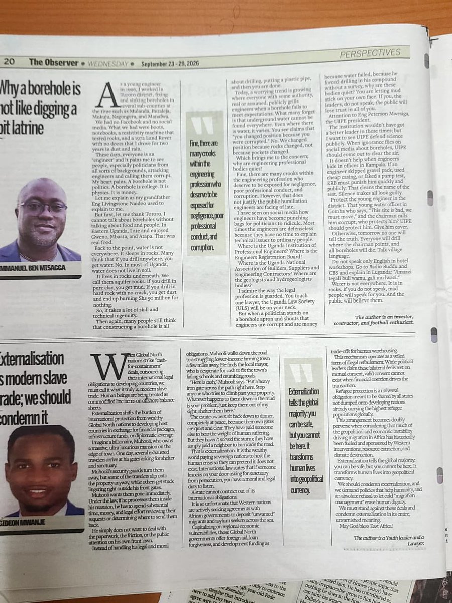 MwanjeGideon1's tweet photo. Featured in today's @observerug. I share my take on Externalisation as modern Slave trade; its legal gaps, realities, and what must change.
Grab a copy of today’s newspaper or read online, let's have this conversation.
https://t.co/YvRMJwgejE
#Externalisation
#MigrantWorkers https://t.co/bUaccwlh3v