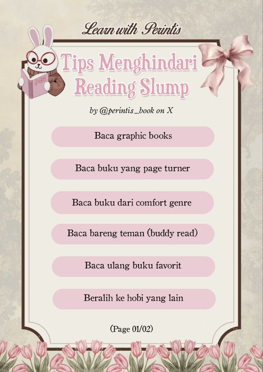 perintis_book's tweet photo. Time to learn with Perintis Book Club! 🐰📖

Can’t seem to get into the books you’re reading? 😞📚 Oh no, you might be in a reading slump! 😱

Don’t worry~ we’ve got some simple tips to help you get back into reading and find your reading spark again! ✨ https://t.co/9DSWBY4vxm